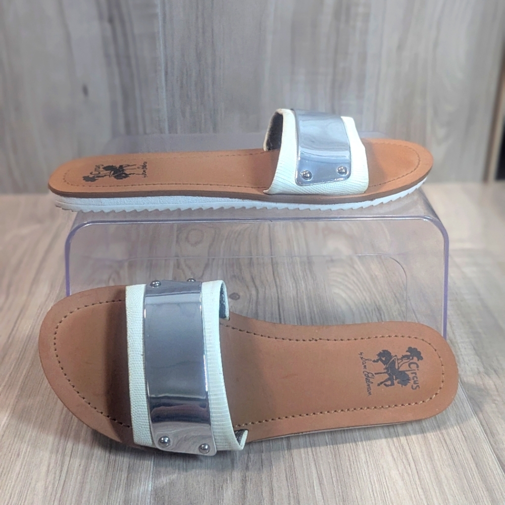 Sam Edelman Skylar Sandals Women's Size 7 Flats Slides Metallic Silver Plate
